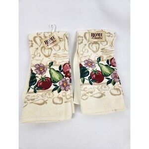 NWT Vintage Cecil‎ Saydah Kitchen Towels Purple Flower Fruit Theme Pear Tomato